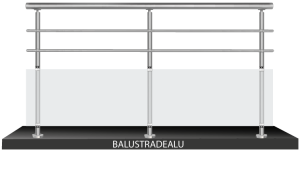 Garde Corps avec Verre et 2 lisses horizontales