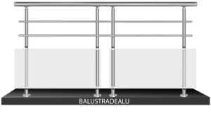 Garde Corps avec Verre et 2 lisses horizontales smart